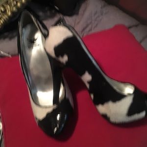 Cow print heels